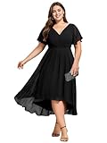 Ever-Pretty Women's A Line Ruched V Neck Short Sleeves Knee Length Plus Size Wedding Guest Dresses...