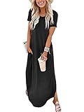 ANRABESS Women's Summer Casual Loose Short Sleeve Long T Shirt Dress Split Maxi Beach Sundress...