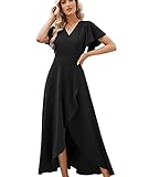 ZZV Long Black Formal Dresses for Women Gowns Evening Party Cocktail Dress,Split Elegant V Neck Wrap...