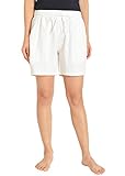 Weintee Women's Pull On Linen Shorts with Pockets 2X White