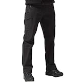 FREE SOLDIER Men's Outdoor Softshell Fleece Lined Cargo Pants Snow Ski Hiking Pants with Belt (Black...