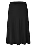 EIMIN Women's Solid Flared Lightweight Elastic Waist Classic Midi Skirt Black 3XL