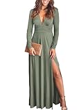 ANRABESS Women Deep V Neck Long Sleeve Slit 2024 Fall Elegant Formal Wedding Guest Cocktail Evening...