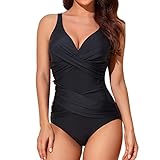 Smismivo Tummy Control Swimsuits for Women Slimming One Piece Bathing Suit Modest Padded Ruched Push...