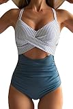 Eomenie Women's One Piece Swimsuits Tummy Control Cutout High Waisted Bathing Suit Wrap Tie Back 1...