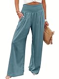 ANRABESS Women Linen Palazzo Pants Summer Boho Wide Leg High Waist Casual Lounge Pant 2024 Beach...