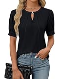 Blooming Jelly Womens Dressy Casual Tops Puff Sleeve Business Blouses Summer Keyhole Work Shirts...