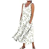 Generic Women's Dresses Cotton Linen Flowy Beach Long Dress Casual Floral Print Sleeveless Dresses...