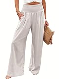 ANRABESS Women Linen Palazzo Pants Summer Boho Wide Leg High Waist Casual Lounge Pant 2024 Beach...