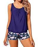 Yonique Blouson Tankini Swimsuits for Women 2 Piece Flamingo Bathing Suits Tops with Boyshorts...