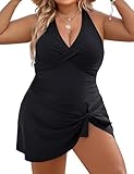 Blooming Jelly Women Plus Size Swim Dress Swimsuit One Piece Tummy Control Bathing Suit Swimsuit...