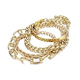 IFKM Gold Bracelets for Women, 14K Gold Plated Dainty Layered Chain Bracelets Adjustable Cute Bangle...