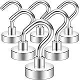 Neosmuk Magnetic Hooks, 27lb+ Heavy Duty Earth Magnets with Hook for Refrigerator, Extra Strong...