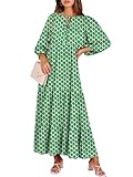 ANRABESS Womens Boho Maxi Dresses 2024 Summer V Neck Puff Sleeve Floral Flowy Swing Casual Long...