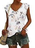 AUSELILY Womens Cap Sleeve T-Shirt Casual Loose Fit Tank Tops