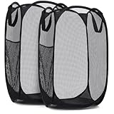 Handy Laundry Collapsible Mesh Pop Up Hamper with Wide Opening and Side Pocket – Breathable,...