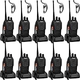Ansoko Walkie talkies 10 Pack Long Range Rechargeable 2 Way Radio UHF 16-Channel with Earpiece...