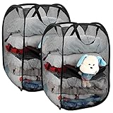 Simplized Popup Laundry Hamper Large Foldable | Pop-up Mesh Hamper Dirty Clothes Basket with Carry...
