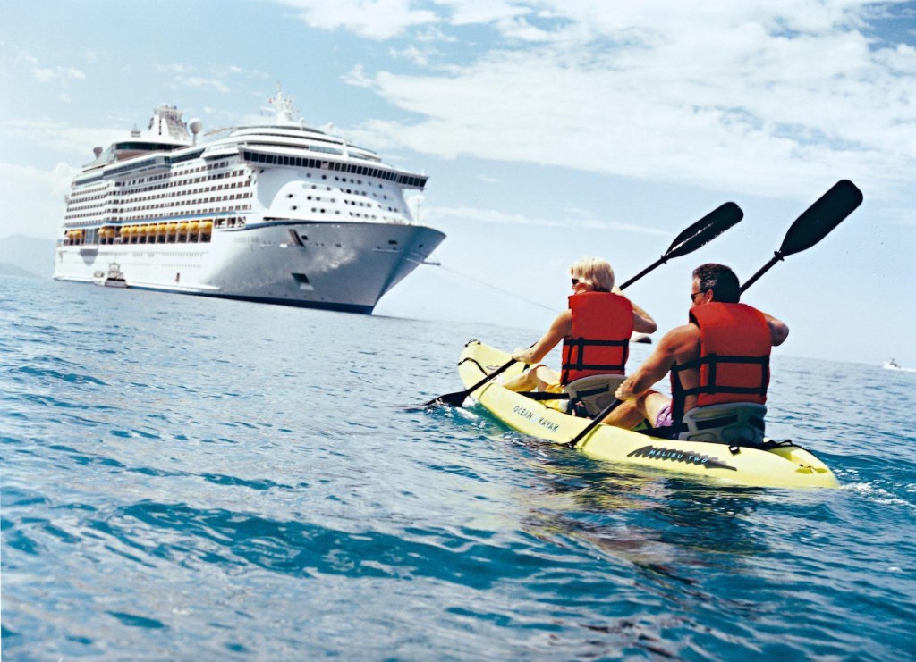 Voyager of the Seas and Kayaking Couple
