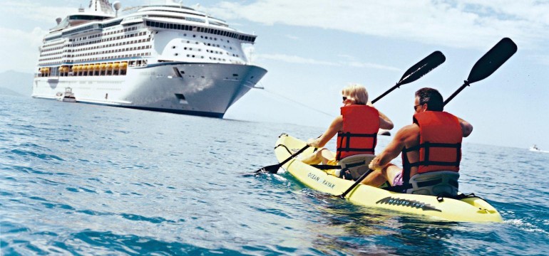 Voyager of the Seas and Kayaking Couple