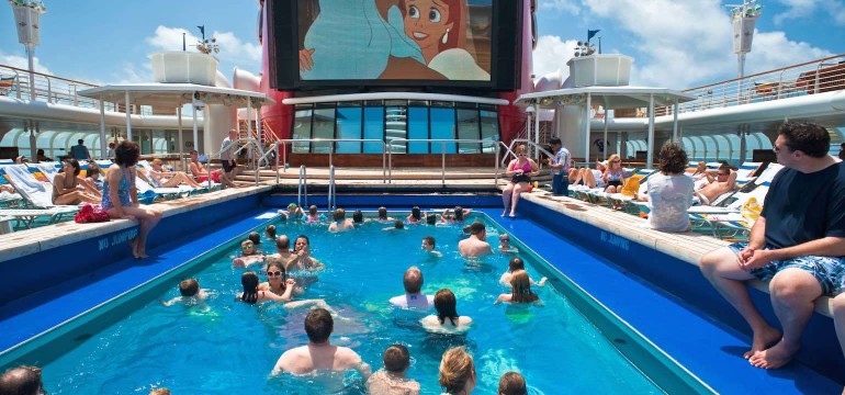 cruise ship pool and cinema