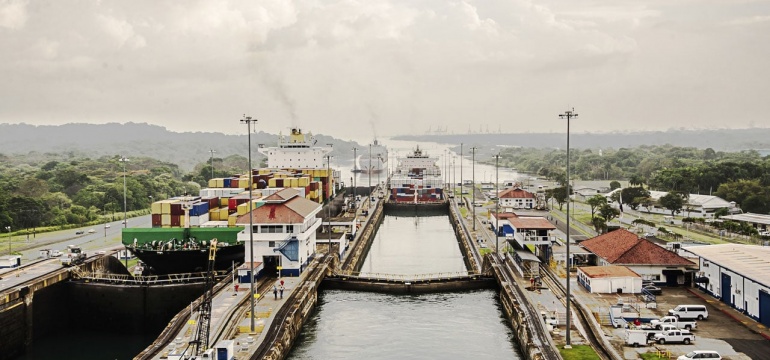 Panama Canal and large ship