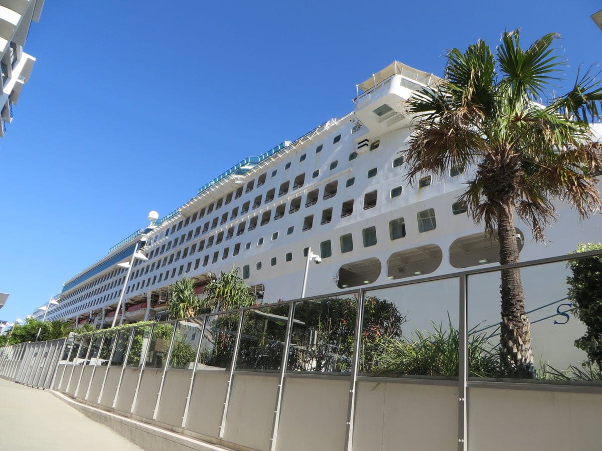 Cruise Ship docked for boarding at Hamilton Brisbane